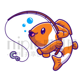 卡通钓鱼比赛矢量插画素材