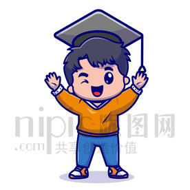 可爱卡通博士小男孩