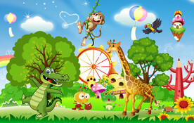 卡通动物背景墙