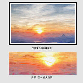 日落太阳油画
