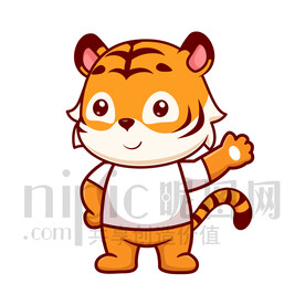 可爱卡通挥手的小老虎