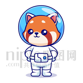 可爱卡通宇航员小熊猫