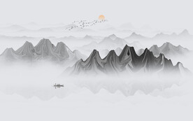 禅意水墨山水画