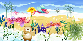 卡通儿童房背景墙