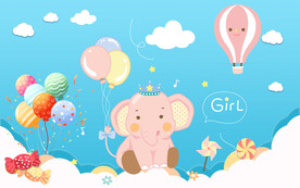 卡通大象背景画