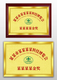 金色磨砂感金奖荣誉奖牌铜牌牌匾