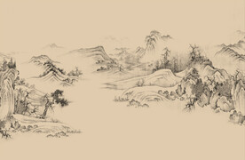 原创新中式现代简约水墨意境山水