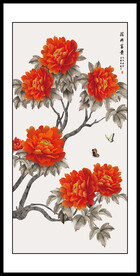 牡丹花鸟国画