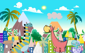 卡通恐龙插画背景