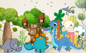 卡通恐龙插画背景