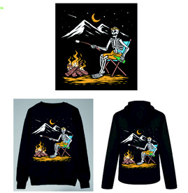 个性骷髅烤火露营图案