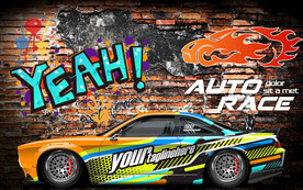 工装跑车涂鸦背景墙