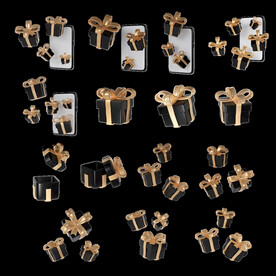 单层免抠透明3d黑色礼物盒