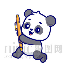 可爱卡通运动跑步爱学习的熊猫