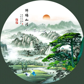 圆形山水画