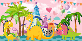 卡通恐龙背景墙