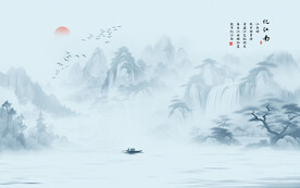 大气水墨山水画背景墙