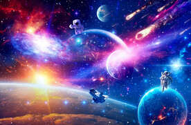 梦幻宇宙太空星球宇航员星空背景