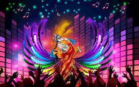 国潮音乐工装背景墙