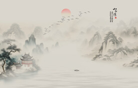 山水水墨电视背景墙