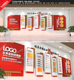 红色企业文化墙