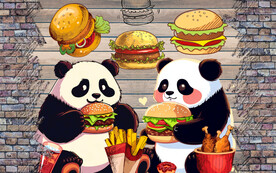 熊猫汉堡背景墙