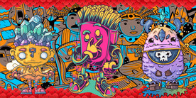 涂鸦工装背景墙