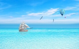 蓝天白云大海背景墙