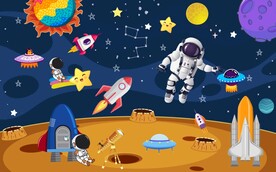 卡通宇航员月球外太空图片