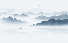 中式山水画水墨电视背景墙