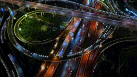 航拍城市道路立交桥延时摄影夜景