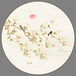 圆形花鸟画