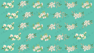 绿色背景花卉碎花图案装饰