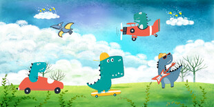 卡通儿童恐龙背景墙