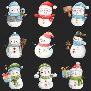 冬季圣诞节可爱雪人插画
