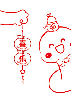 蛇年挂件蛇宝宝头像卡通插画