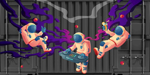 集装箱太空背景请