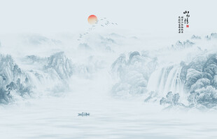 中国风意境水墨装饰画背景墙