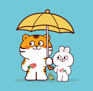 虎萌萌兔子卡通雨伞