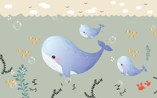 卡通海豚鲸鱼背景