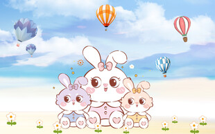 卡通兔子背景墙