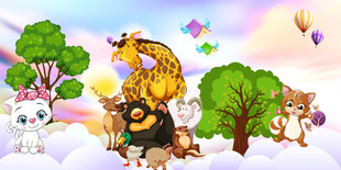 卡通动物背景墙