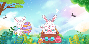 卡通兔子背景墙