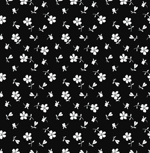 黑色底白色小花图案布料