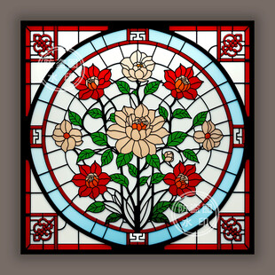 蒂凡尼华夏风情染色玻璃艺术图案