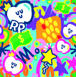 多彩涂鸦风趣味图案背景