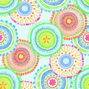 多彩圆形花纹图案设计
