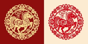 精美马剪纸传统图案