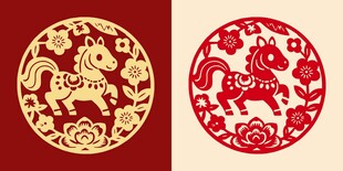 传统图案马年卡通图案