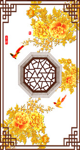 中式牡丹天花吊顶